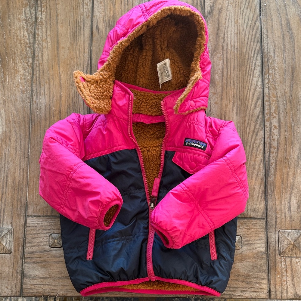Patagonia Pink and Black Hooded Jacket